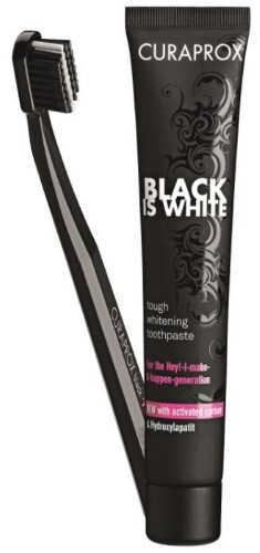 Curaprox зубная паста black is white (вкус лайма) 90 мл+зубная щетка взрослая black is white/набор
