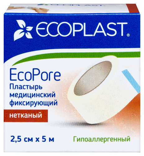 Купить Ecoplast пластырь медицинский фиксирующий нетканый ecopore 2,5x5 цена