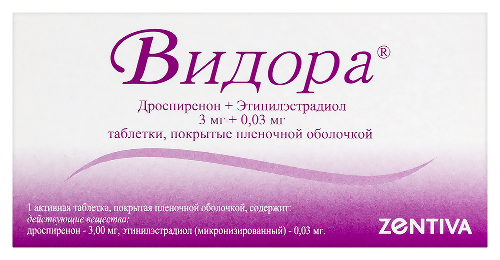 Видора 3 мг + 0,03 мг 28 шт. таблетки, покрытые пленочной оболочкой