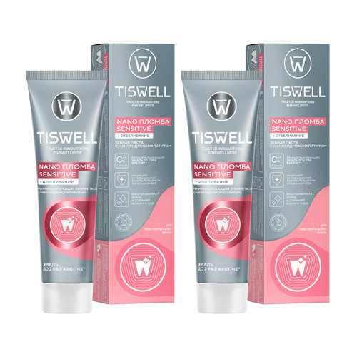 Набор из 2уп TISWELL ЗУБНАЯ ПАСТА РЕМИНЕРАЛИЗУЮЩАЯ С НАНОГИДРОКСИАПАТИТОМ ДЛЯ ЧУВСТВИТЕЛЬНЫХ ЗУБОВ+ОТБЕЛИВАНИЕ 110 ГР