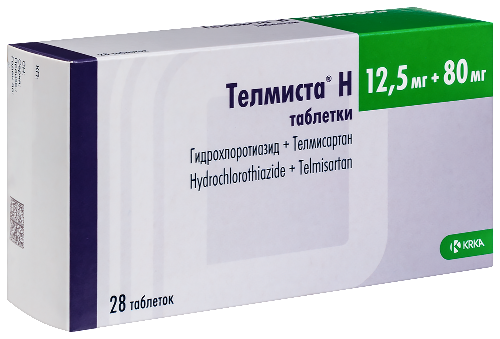 Телмиста н 12,5 мг + 80 мг 28 шт. таблетки