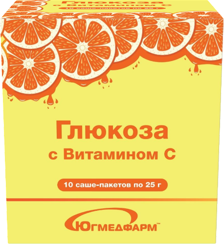 Глюкоза с витамином с 10 шт. пакет-саше порошок массой 25 гр Югмедфарм