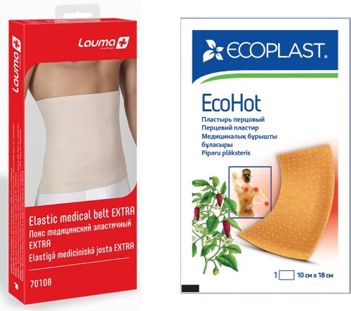 Набор LAUMA ПОЯС ЭЛАСТИЧНЫЙ МЕДИЦИНСКИЙ EXTRA РАЗМ 4 + ECOPLAST ПЛАСТЫРЬ ПЕРЦОВЫЙ ECOHOT 10Х18СМ со скидкой
