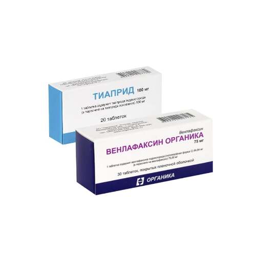 Набор ВЕНЛАФАКСИН ОРГАНИКА 0,075 N30 ТАБЛ П/ПЛЕН/ОБОЛОЧ + ТИАПРИД 0,1 N20 ТАБЛ со скидкой 10%