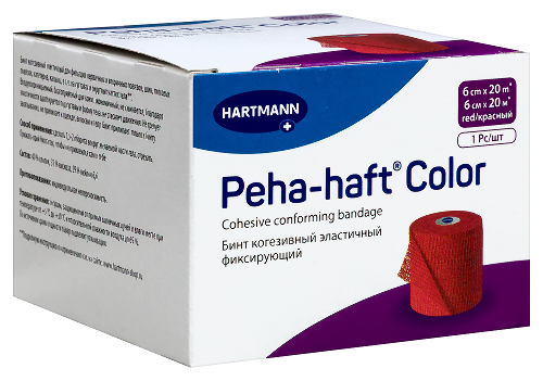 Бинт peha-haft color 6 смх20 м/красный когезивный эластичный фиксирующий