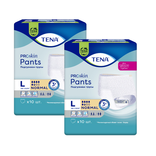 Набор 1+1 Тена подгузники-трусы д/взрослых pants normal при средней степени недержания №10, L  по специальной цене