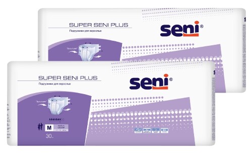 Набор Seni super plus подгузники д/взр medium №30 из 2 уп со скидкой