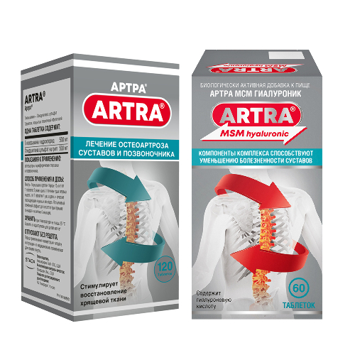 Набор для суставов и позвоночника Артра №120 + Артра МСМ Гиалуроник N60 ТАБЛ со скидкой