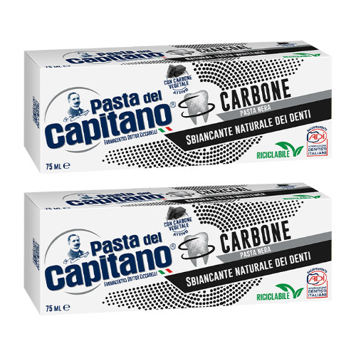 НАБОР 2=1 PASTA DEL CAPITANO ЗУБНАЯ ПАСТА ОТБЕЛИВАЮЩАЯ С ДРЕВЕСНЫМ УГЛЕМ 75МЛ