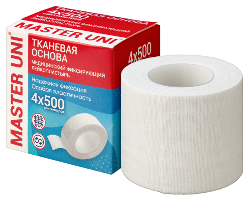 Лейкопластырь master uni медицинский фиксирующий на тканевой основе 4x500 см