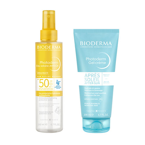 Набор Bioderma Photoderm спрей солнцезащитный антиоксидантный увлажняющий spf50 200мл + Bioderma Photoderm гель-крем после солнц