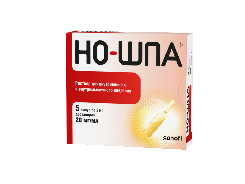 Но-шпа 20 мг/мл раствор для внутривенного и внутримышечного введения 2 мл ампулы 5 шт.