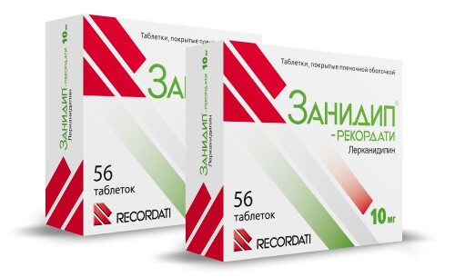 Специальная цена на комплект из 2 упаковок Занидип®- Рекордати  10 мг  №56.