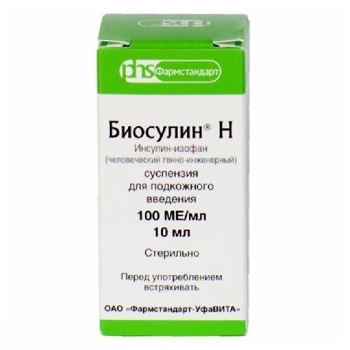 Биосулин н 100 ЕД/мл 1 шт. флакон суспензия для подкожного введения исполнение флакон 10 мл