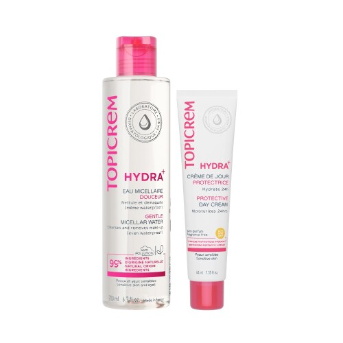 Набор Hydra+ вода мицеллярная мягкая 200мл + Hydra+ крем с защитным фактором дневной 40мл со скидкой