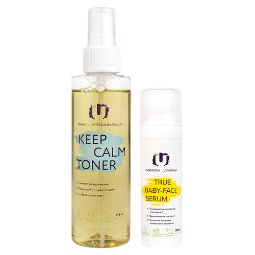 Набор из двух средств THE U тоник успокаивающий keep calm toner и сыворотка для лица true baby-face serum