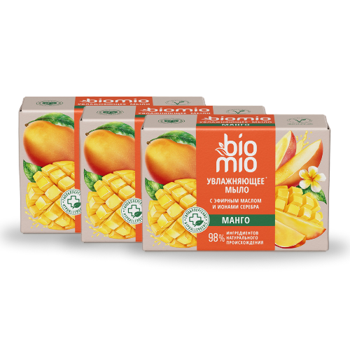 Набор 3=2 BIOMIO SUPERFOOD МЫЛО НАТУРАЛЬНОЕ С БАТТЕРОМ МАНГО