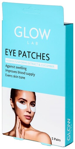Glow lab патчи гидрогелевые для кожи вокруг глаз с экстрактом водоросли хизика и огурца 5 шт. пар