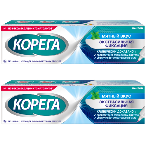 Набор из 2-х уп Корега крем д/фиксации зубных протезов мятный вкус 40,0