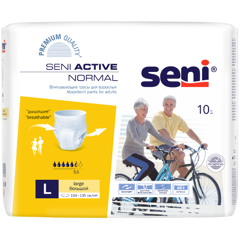 Купить Seni active normal трусы впитывающие размер large обхват талии 100-135 10 шт. по цене 895 руб в Москве Seni active normal трусы впитывающие размер large обхват талии 100-135 10 шт.