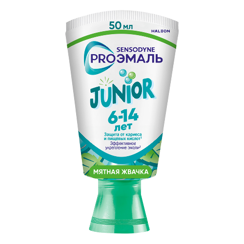 Сенсодин зубная паста proэмаль junior для детей 6-14 лет со вкусом мятная жвачка 50 мл
