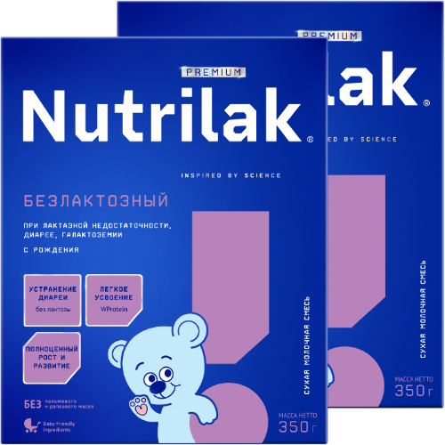 Набор из 2х уп NUTRILAK PREMIUM БЕЗЛАКТОЗНЫЙ СМЕСЬ СУХ СПЕЦИАЛ 350,0 по спец.цене