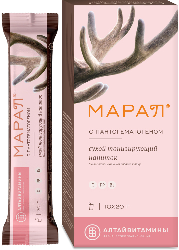 Марал напиток с пантогематогеном сухой тонизирующий 10 шт. порошок массой 20 гр