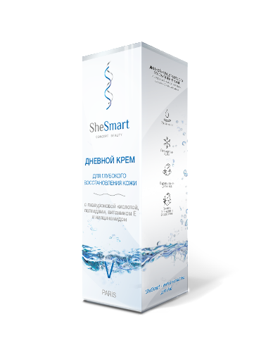 Shesmart крем дневной для глубокого восстановления кожи с гиалуроновой кислотой пептидами ниацинамидом и витамином е 50 мл