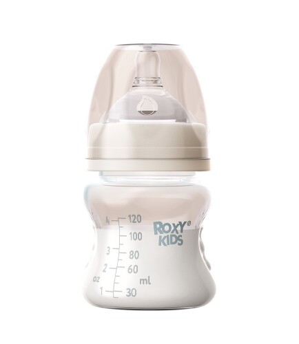 Roxy-kids бутылочка для кормления с широким горлом силиконовая соска размер s 0+ 120 мл/кокосовый