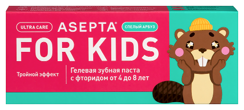 Асепта kids зубная паста гелевая детская тройной эффект от 4 до 8 лет 50 мл