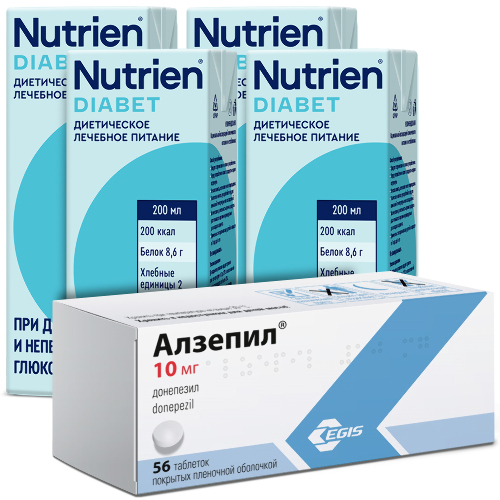 Набор АЛЗЕПИЛ 0,01 N56 ТАБЛ П/ПЛЕН/ОБОЛОЧ + НУТРИЭН ДИАБЕТ С НЕЙТРАЛЬНЫМ ВКУСОМ 200МЛ по специальной цене