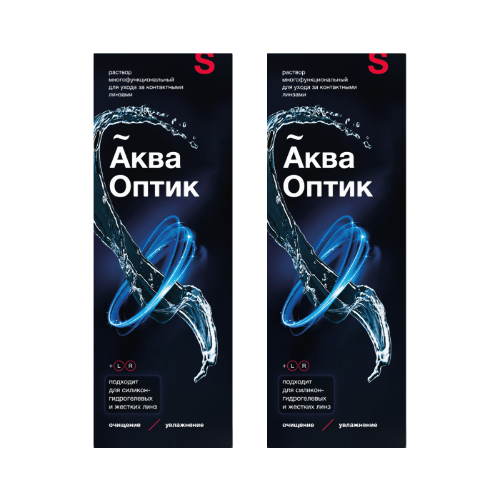 Набор из 2 уп АкваОптик 450мл со скидкой - цена 1097.46 руб., купить в интернет аптеке в Перми Набор из 2 уп АкваОптик 450мл со скидкой, инструкция по применению