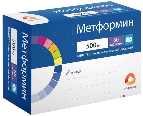 Метформин 500 мг 60 шт. таблетки, покрытые пленочной оболочкой
