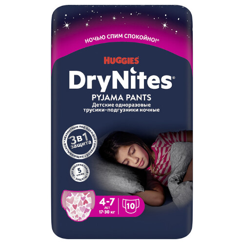 DRYNITES ТРУСИКИ-ПОДГУЗНИКИ НОЧНЫЕ ДЛЯ ДЕВОЧЕК