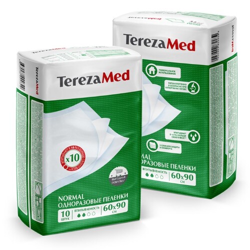 Набор TerezaMed пеленки одноразовые впитывающие normal 60х90 см 10 шт. 2 уп по специальной цене 
