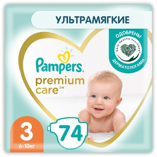 Pampers подгузники premium care размер 3 74 шт.