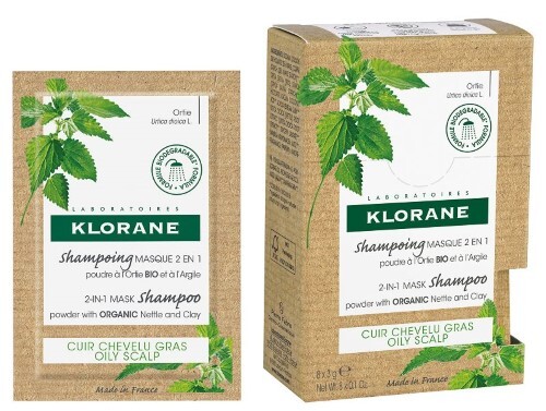 Купить Klorane порошковый шампунь-маска 2 в 1 с экстрактом крапивы и глины 3 гр 8 шт. цена
