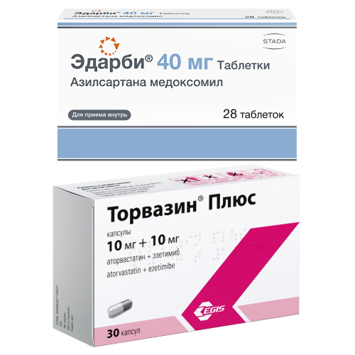 Набор ТОРВАЗИН ПЛЮС 0,01+0,01 N30 КАПС + Эдарби 40 мг 28 шт. таблетки по специальной цене