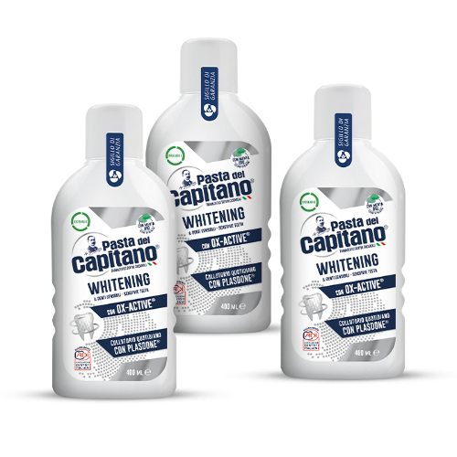 Набор 3=2  PASTA DEL CAPITANO ОПОЛАСКИВАТЕЛЬ ДЛЯ ПОЛОСТИ РТА ОТБЕЛИВАЮЩИЙ С АКТИВНЫМ КИСЛОРОДОМ 400МЛ