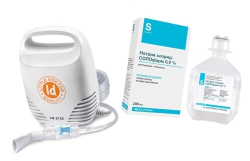 Набор ИНГАЛЯТОР LD-215C КОМПРЕССОРНЫЙ + НАТРИЯ ХЛОРИД-СОЛОФАРМ 0,9% 200МЛ N1 ФЛАК Р-Р Д/ИНФ/ГРОТЕКС