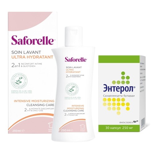 Набор САФОРЕЛЬ ИНТЕНСИВНОЕ УВЛАЖНЕНИЕ 250МЛ + ЭНТЕРОЛ №30 ФЛАКОН со скидкой