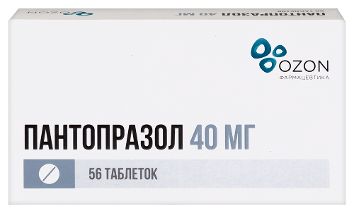 Пантопразол 40 мг 56 шт. блистер таблетки кишечнорастворимые, покрытые оболочкой