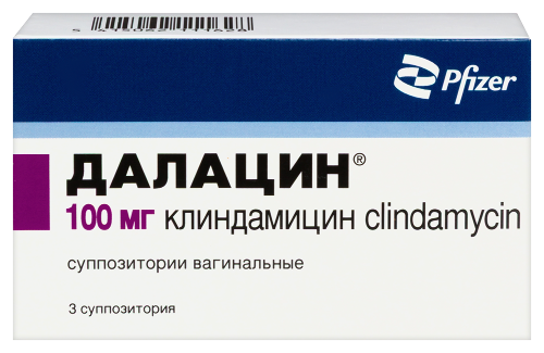 Далацин 100 мг 3 шт. суппозитории вагинальные