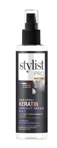 Купить Stylist pro спрей-кондиционер для волос кератиновый тотальное восстановление 8 в 1 190 мл цена