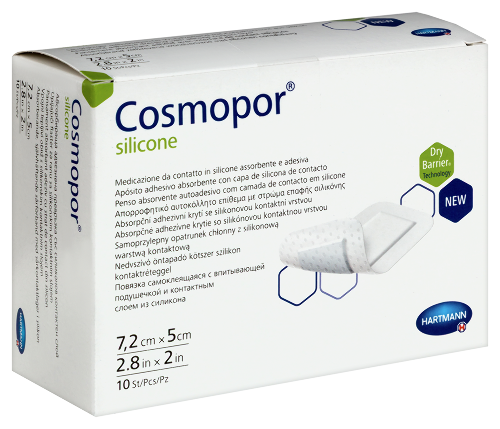 ПОВЯЗКА ПЛАСТЫРНОГО ТИПА ВПИТЫВАЮЩАЯ С КОНТАКТНЫМ СЛОЕМ ИЗ СИЛИКОНА COSMOPOR SILICONE