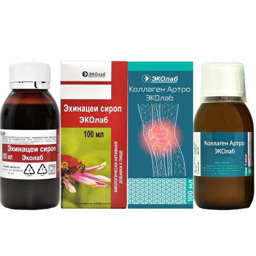 Набор Эхинацеи сироп эколаб 100мл + Коллаген артро эколаб 100мл со скидкой 20%