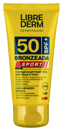 Librederm bronzeada гель солнцезащитный для лица и тела sport spf 50 50 мл