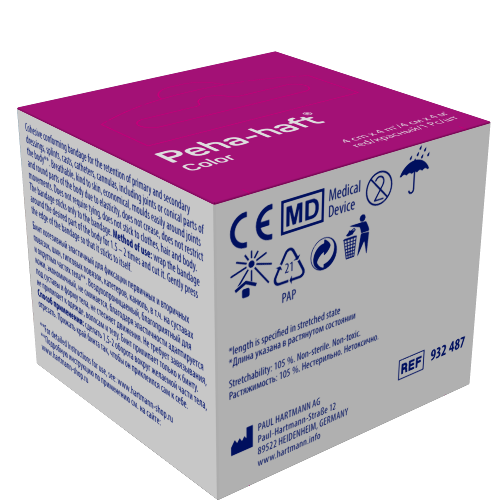 Бинт peha-haft color 4 смх4 м/красный когезивный эластичный фиксирующий