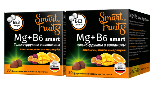 Набор из 2-х упаковок SMART FRUITS MG+B6 СМАРТ 30шт. пастилки жевательные