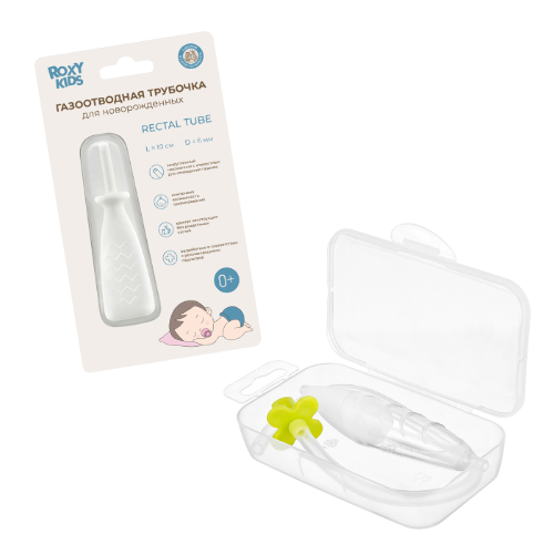 Набор «Аптечка малыша ROXY-KIDS: газоотводная трубочка + назальный аспиратор зеленый мундштук »